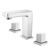 Contemporanea Due maniglie diffuso rubinetto lavandino del bagno-finitura cromata