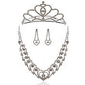 Liga bonita com strass Set Mulher jóias, incluindo colar, brincos, tiara