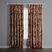 (Two Panels) Brown Floral Print Blackout Curtains
