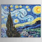 håndmalet oliemaleri en stjerneklar nat af Vincent van Gogh med strakt ramme