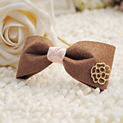 Handmade Coffee Golden Pink Satin Velvet 9cm Bow Classic Lolita Headdress