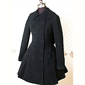 Long Sleeve Knee-length Black Jazz Wool Classic Lolita Coat
