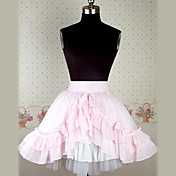 Knee Length Pink Cotton Sweet Lolita rok met Lacework
