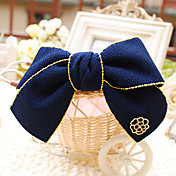 Handmade Ink Blue Golden Satin 15cm Bow Sailor Lolita Headdress