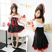 Sexy Short Sleeves Black and White Polyester Pirate Costume (2 Pieces)