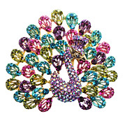 Colorful Peacock Crystal Brooch