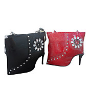 Handmand High-heeled Shoes Style PU Leather Sweet Lolita Handbag with Drill Flower