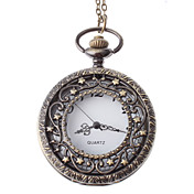 Unisex Hollow Incisione Stile acciaio analogico al quarzo orologio da tasca (Bronzo)