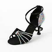 Women's Rhinestone / Satin Upper Ankle Strap Salsa / Latin Dance Performance Shoes With Pearl