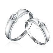 Pretty 925 Sterling Silver with Cubic Zirconia Couple's Rings