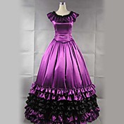 Sleeveless Floor-length Purple Satin Ruffles Princess Lolita Dress