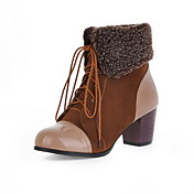 Leatherette Chunky Heel Ankle Boots With Lace-up Party / Evening Shoes (More Colors)