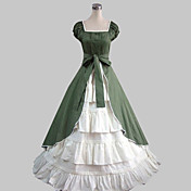 Manica corta piano di lunghezza abito in cotone verde Paese Lolita