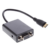 Mini HDMI Male to VGA Female Adapter Cable with Audio Cable for Samsung Cellphones and Others