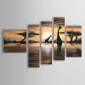 Hand-painted Landscape Oil Painting with Stretched Frame - Set of 5