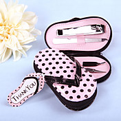 4 piezas Kit de pedicura, de color rosa con lunares flip flop, favor de caso