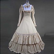 Long Sleeve Floor-length Beige Cotton Gothic Lolita Dress