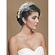 preciosa de la boda de tul de novia de flores / casco