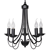 60W E14 5-light Black Iron Kroonluchter in Candle Feature