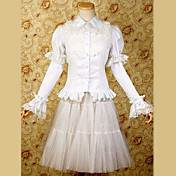 Met lange mouwen Knie-Lengte Wit Katoenen Princess Lolita Blouse