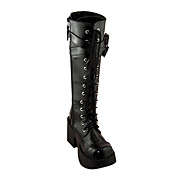 Handmade Black PU cuir haut talon 8cm Punk Lolita Bottes