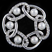 Pearl Ornaments Cyclic Chain Alloy Brooch