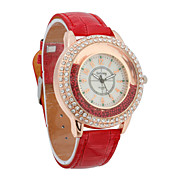 Damen PU Quarzwerk Glas runde Form mit Strass Kleid zu sehen (mehr Farbe)