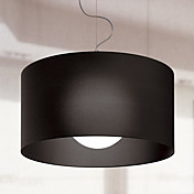 60W E27 hierro colgante luz con pantalla Negro