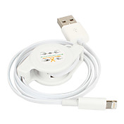 Lightning Retractable Sync and Charge Cable for iPhone 5, iPad Mini, iPad 4, iPods (White, 80cm Max)