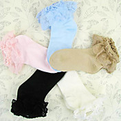 Pure Color algodão Princesa Meias Lolita com laço (5 cores)