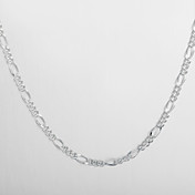Fashion Jewelry Simply Necklace Silver Plate Figaro Chain