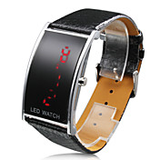 Schwarze elegante LED-Armbanduhr für Frauen mit  PU-Leder-Band  und silbernem Rahmen