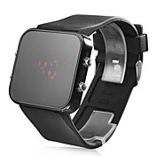 Unisex Jumbo Sport Uhr Mit LED Spiegel Anzeige & Silikon Armband - Schwarz