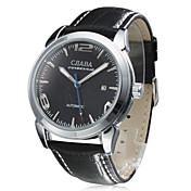 Stylish Men's Full Automatic Mechanical Movement Leather Wrist Watch with Calender