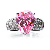 Elegante anello placcato platino zirconi
