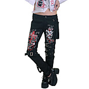 Printed Pattern Black Cotton Punk Lolita Pants