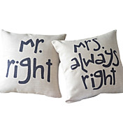 conjunto de 2 romance do casal de algodão / linho fronha decorativo