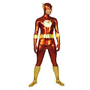 Rojo y oro brillante metálico de Flash Super Hero Zentai traje