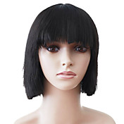 Capless Short Black Straight High Quality Synthetic Japanese Kanekalon Wigs