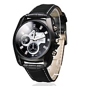 Reloj Pulsera Quartz Análogo de Hombre Con Correa de Cuero - Negro