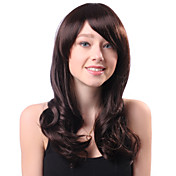 Capless Long Brown Side Bang Curly High Quality Synthetic Japanese Kanekalon Wigs