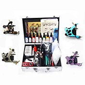 4 Tattoo Machine Guns Kit for Fôr og skyggelegging med 8 farger Ink