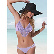 v cuello encantador de la mujer traje de baño morado acacia