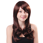 Capless Long Side Bang Brown Curly High Quality Synthetic Japanese Kanekalon Wigs