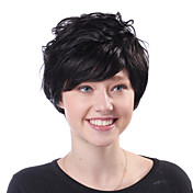 Capless Short Black Curly 100% Human Hair Wigs