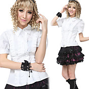 Simple Style Short Sleeve Pure Color Cotton Casual Lolita Blouse (2 kleuren)