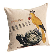 Retro Amarelo Parrot algodão / linho fronha decorativa