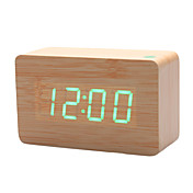 4,5 "Khaki Green Light Design Madera Escritorio Despertador Termómetro (USB/4xAAA)