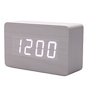 4,5 "Diseño blanco Madera Blanca escritorio despertador termómetro (USB/4xAAA)