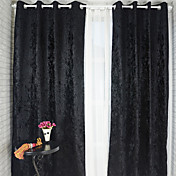 (Twee panelen) klassieke zwarte katoen / polyester blend overgordijnen